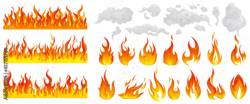 Fire Flame Smoke Icon Set