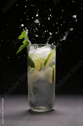 Mojito splash studio on black background
