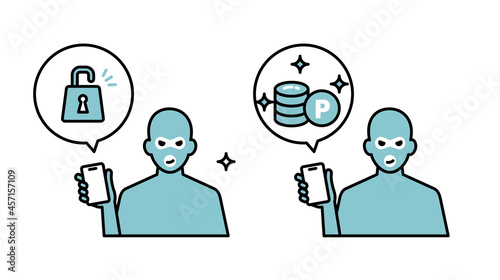スマートフォンの不正利用　犯罪者のイラスト