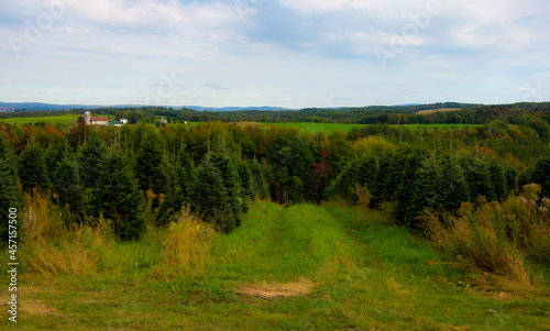 Countryside landscape with field in the province of Quebec, Canada