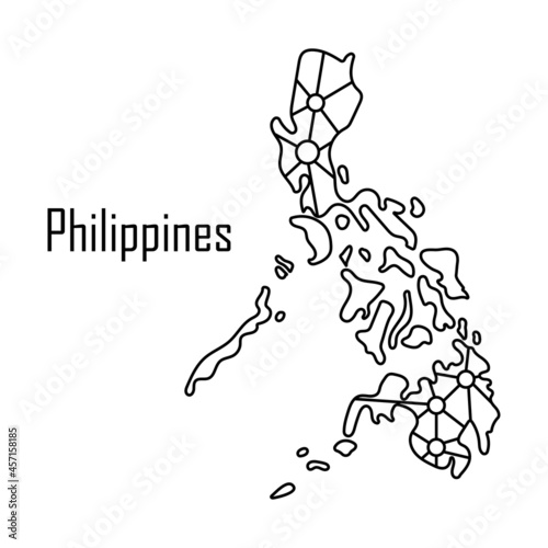 Philippines map icon  vector illustration in black isolated on white background.