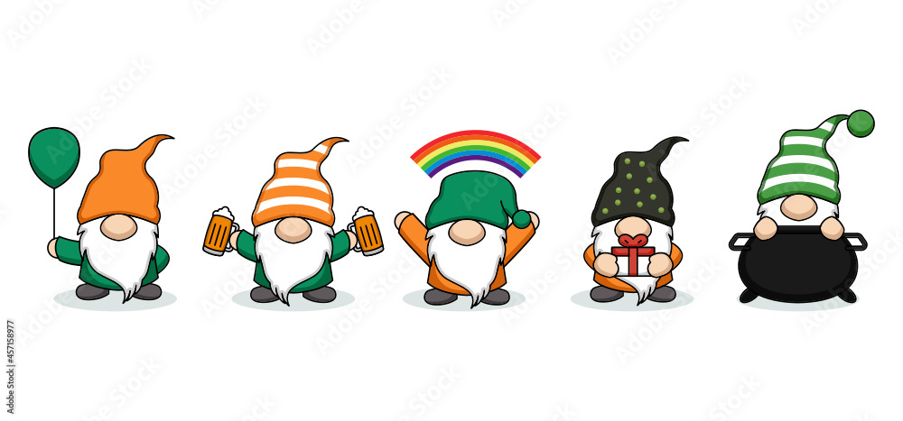 Fototapeta premium Cute gnome in St. Patrick's Day mascot