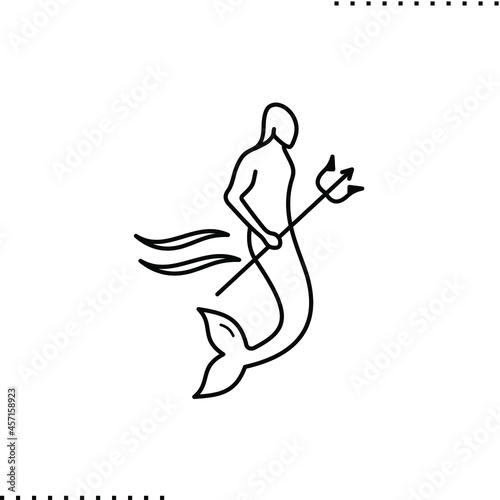 Foto Male mermaid with trident vector illustration isolated on white