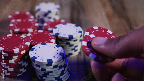 Man playing with poker chips
