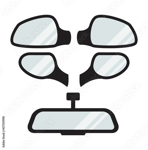 vector set of car rear view mirrors