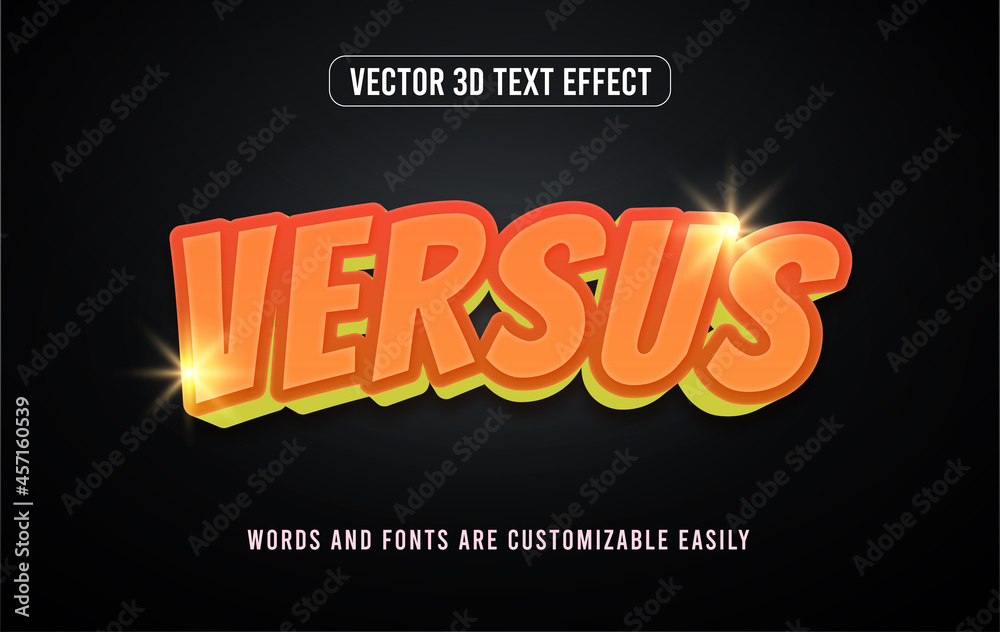 Gaming action versus 3d editable text effect style