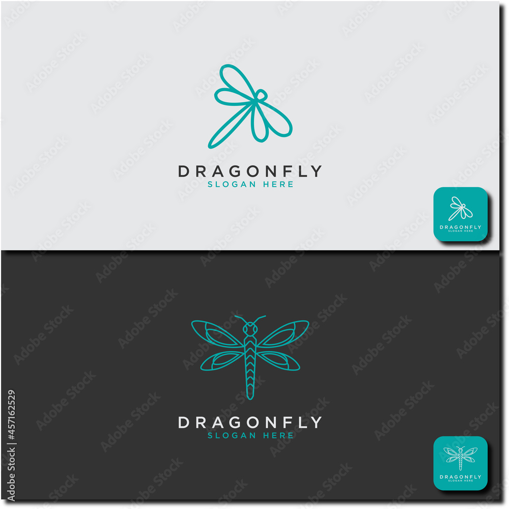Creative and Minimalist Dragonfly logo Set design with line art style - Vector Creative and Minimalist Dragonfly logo Set design with line art style - Vector