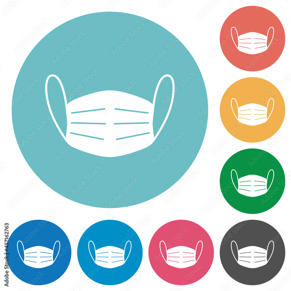 Medical face mask solid flat round icons Medical face mask solid flat round icons