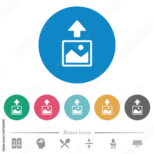 Upload image flat round icons
