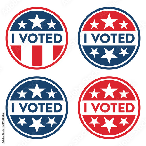 I Voted political election vector icon set in red white and blue isolated - America - voting - 