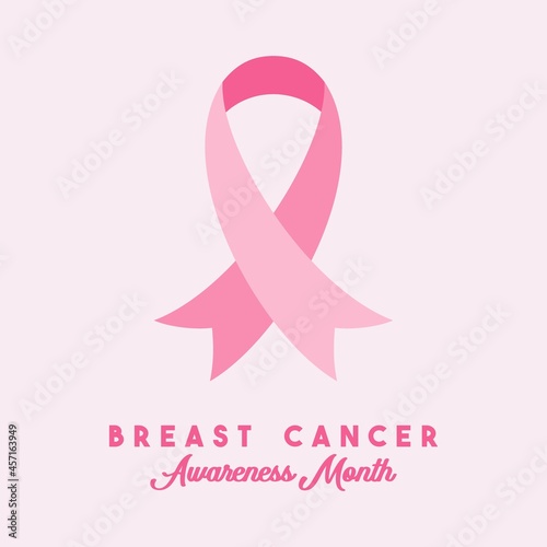Vector Breast Cancer Awareness Month Poster Design. Stroke Pink Ribbon. October is Cancer Awareness Month.