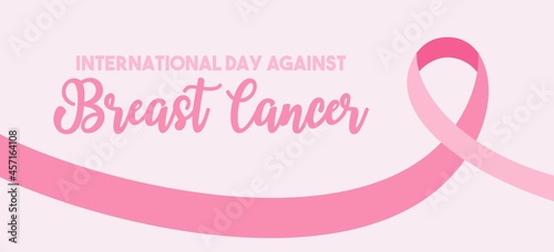 Vector Breast Cancer Awareness Month Poster Design. Stroke Pink Ribbon. October is Cancer Awareness Month.