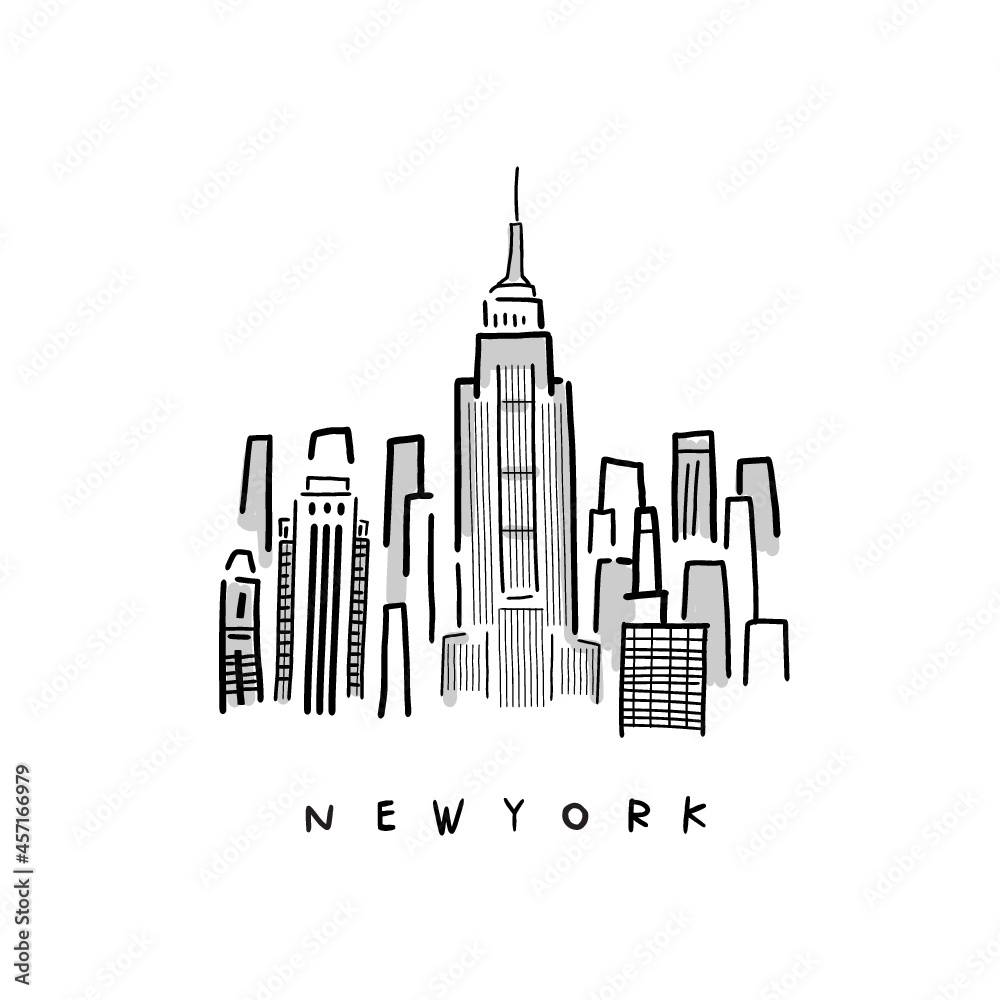 vector sketch hand drawing of new york city. Icon graphic for poster