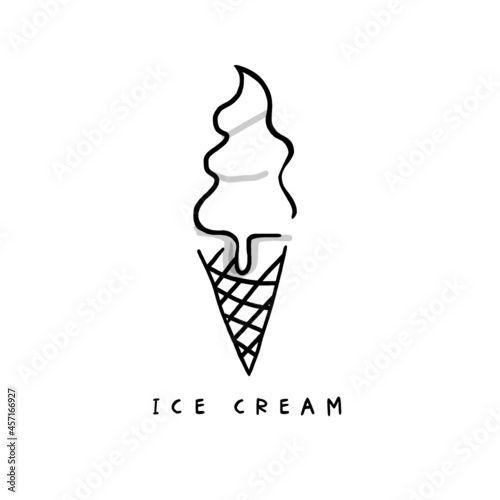 ice cream icon vector illustration. Simple and sweet drawing. Hand lettering - Ice Cream - 