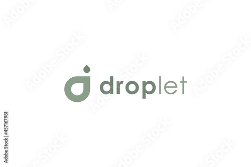 Simple Oil Drop Logo. Green Initial Letter D with Waterdrop Combination isolated on White Background. Flat Vector Logo Design Template Element for Nature and Branding Logos.