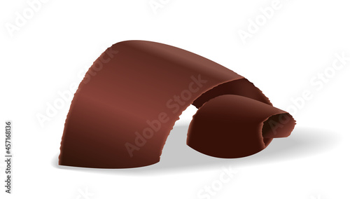 Chocolate shavings on white background, realistic vector illustration