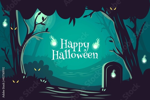 hand drawn halloween background with spooky elements vector design illustration