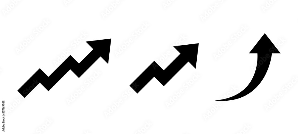 Rising arrow set. Arrows going up - collection of vector elements Rising arrow set. Arrows going up - collection of vector elements