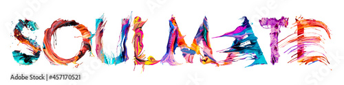 Bilde på lerret Soulamte - colorful illustration of calligraphy splash color letters