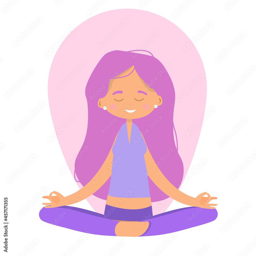 the girl is engaged in yoga.
Vector illustration. A young and happy woman is meditating. the girl is engaged in yoga.
Vector illustration. A young and happy woman is meditating.