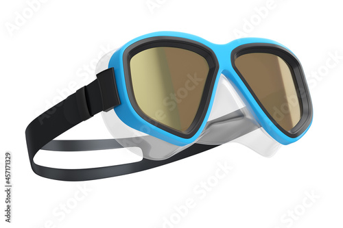 Blue diving mask isolated on a white background