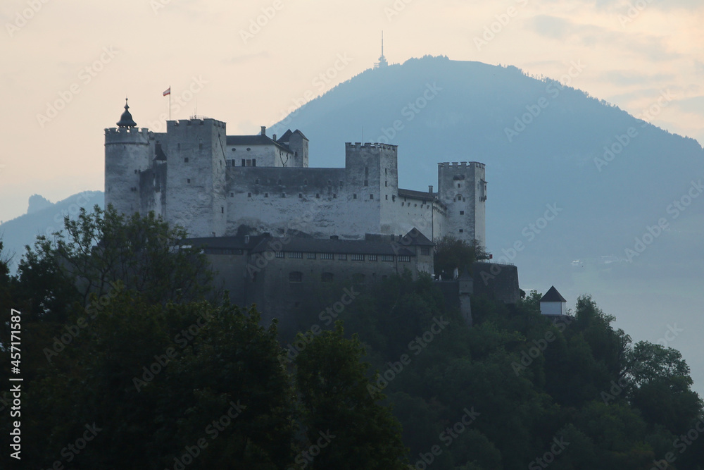 Salzburg castle in the evening time, Austria