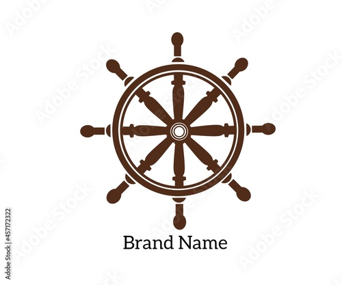 Marine ship rudder logo for brand name.