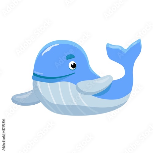 Cute whale. Child's toy. Cartoon style. Isolated on a white background. Vector illustration