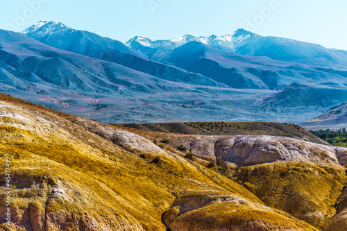 Mountain landscape. Surroundings of the village of Chagan-Uzun, Kosh-Agachsky district of the Altai Republic, Russia