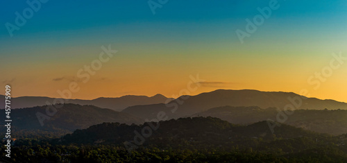 Panoramic sunset over Mountains at Sunset 