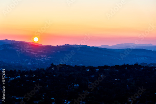 Sunset over Mountains  Hills  sunrise