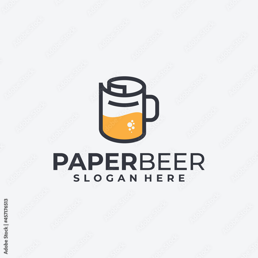 logo paper and beer logo design