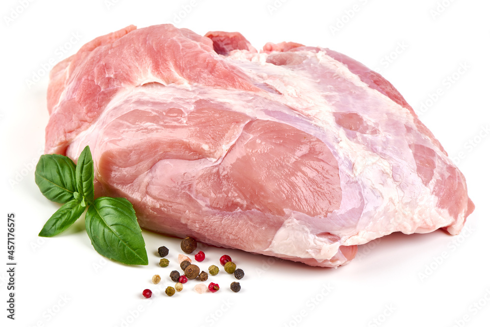 Raw pork shoulder butt, isolated on white background. Raw pork shoulder butt, isolated on white background.