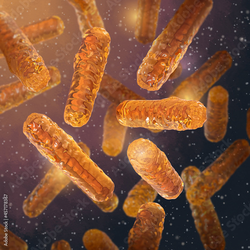 Medical background, Shigella gram-negative immobile rod-shaped bacteria, pathogens from the group of shigellosis, dysentery, dangerous pathogen, 3D rendering photo