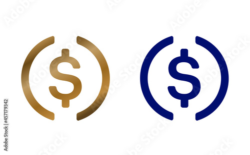 USDC USD Coin cryptocurrency symbol golden coin illustration