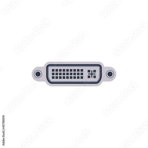 DVI-I pc universal connector icon. Vector graphic illustration of Port in flat style.