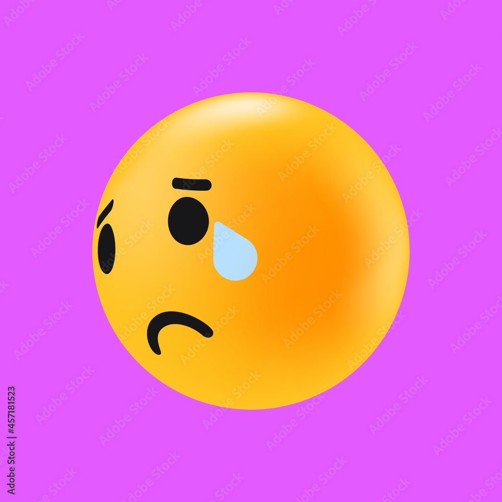 Fototapeta premium Sad Emotion. Isolated Icon. Crying Face. Reactions for Messaging in Social Media. Vector illustration