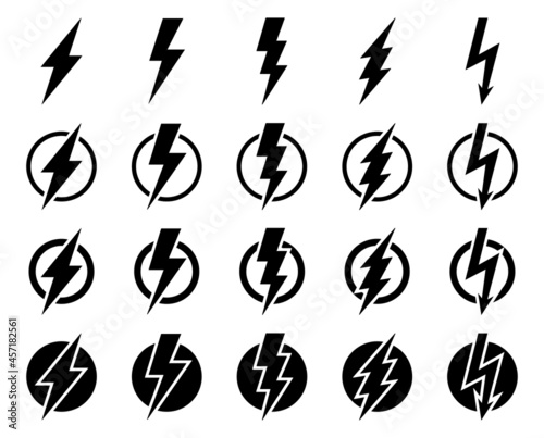 snvi52 SetNewVectorIllustration snvi - 20 modern lightning bolt . thunderbolt / flash thunder icons . vector set .  circle graphic / flat transparent background . AI10 / EPS10 . g10737