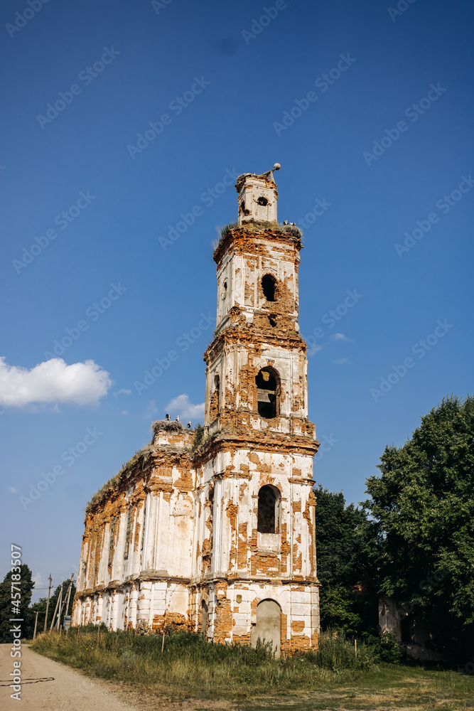 Old destroyed church. Ruins of the Church of St. Onuphrius. Belarus