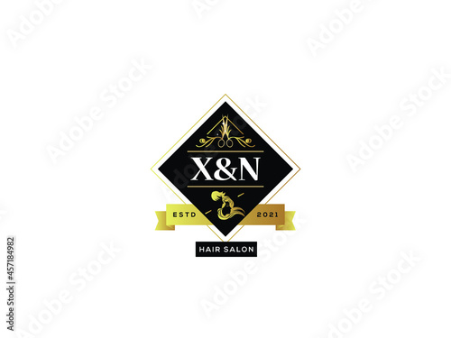 Letter XN Logo, Luxury xn x&n Logo Icon Vector Image For luxury hair salon, hair salon, vintage salon, barber and beauty hair salon shop photo