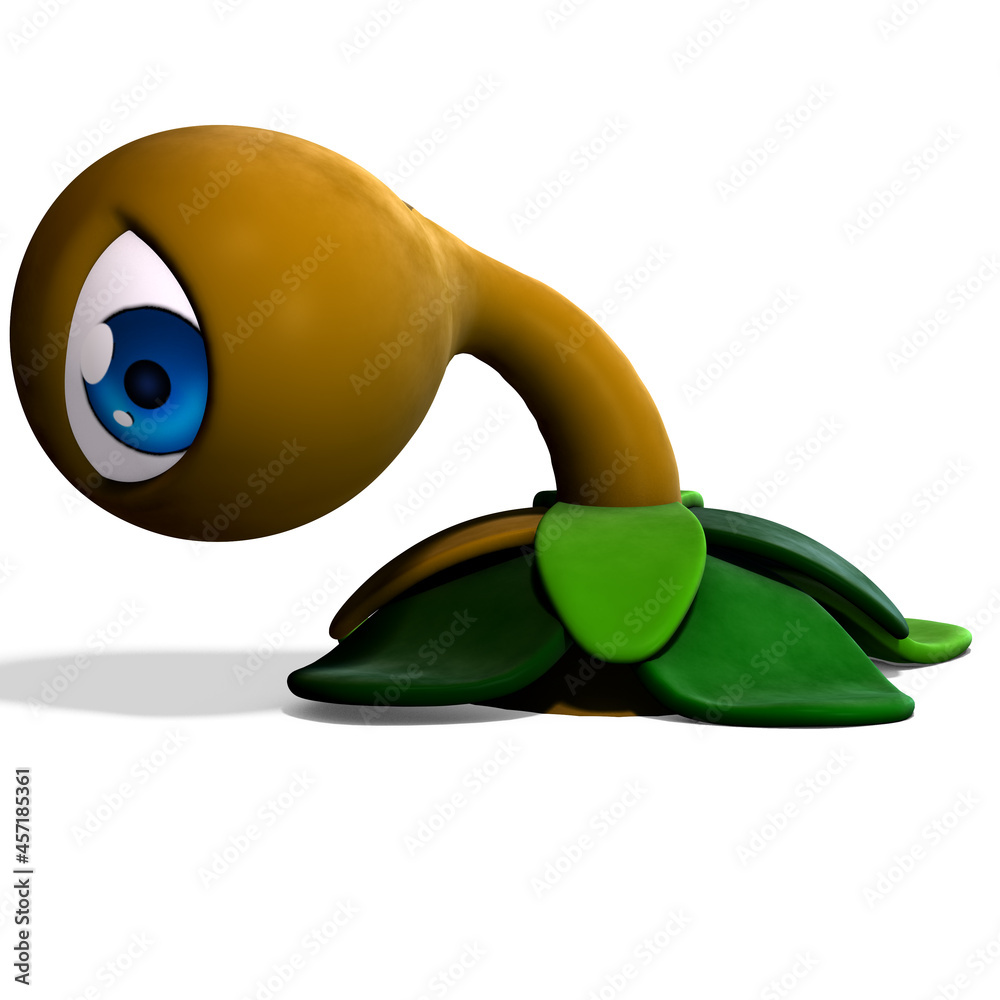 3D-illustration of a cute and funny cartoon eye on a stem. isolated rendering object 3D-illustration of a cute and funny cartoon eye on a stem. isolated rendering object