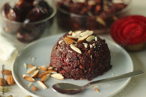 Beetroot dates halwa, a quick halwa with a few ingredients photo