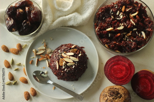 Beetroot dates halwa, a quick halwa with a few ingredients photo