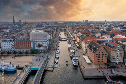 Wallpaper Mural Aerial view of famous Nyhavn pier with colorful buildings and boats in Copenhagen, Denmark. The most popular place in Copenhagen. Torontodigital.ca