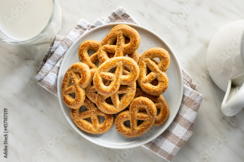 Sweet cookies in the shape of a pretzel