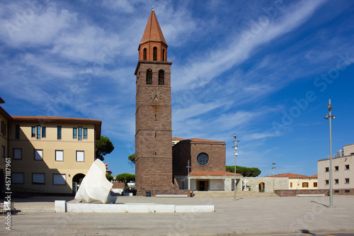San Ponziano church in small town of Carbonia at Sardinia island, Italy photo