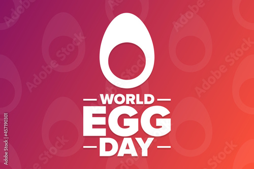 World Egg Day. Holiday concept. Template for background, banner, card, poster with text inscription. Vector EPS10 illustration.