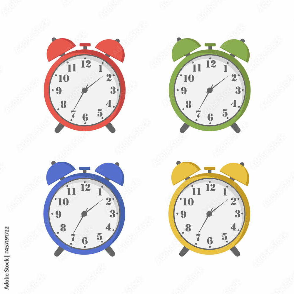 set of alarm clocks, vector illustration isolated on white background