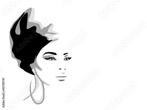 Portrait beautiful African woman in traditional turban. head wrap Afro hair. black afro woman silhouette isolated with traditional ethnic empty background hairstyle concept