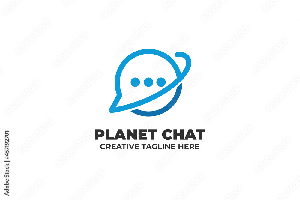 Naklejka premium Planet Bubble Chat Monoline Logo